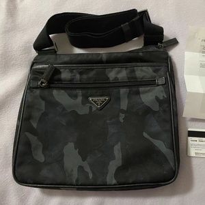 Prada BANDOLIERA TESSUTO CAMOUFLAGE BLEU TU